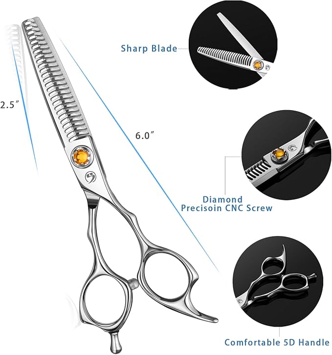 Thinning Shears for Hair Cutting 6",Left and Right Hand Professional Hair Thinning Scissors with Barber Texturizing 26 Teeth Shears,Barber Scissors for Salon/Home Use