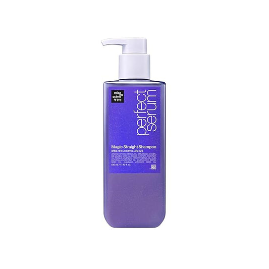 Mise En Scene Perfect Serum Magic Straight Shampoo | Anti-Frizz, Heat Protectant, Hair Straightener Effect, Korean Shampoo for Frizz Control, Shine and Smoothing 17.92 Fl Oz