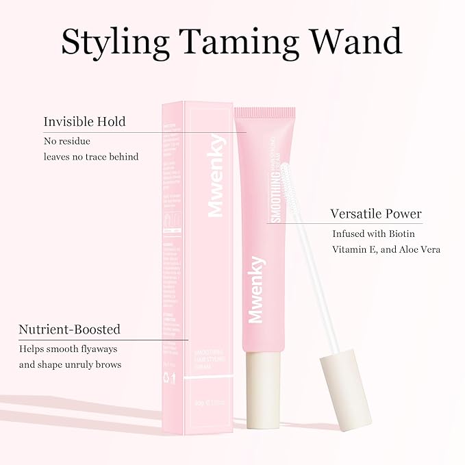 Styling Cream for Hair, 3-in-1 Hair Styling Cream & Flyaway Stick Controls Frizz, Smooths Edges & Tames Flyaways, Lightweight Non-Greasy, Long-Lasting Hold, Non-Flaking Travel Size for All Hair Types