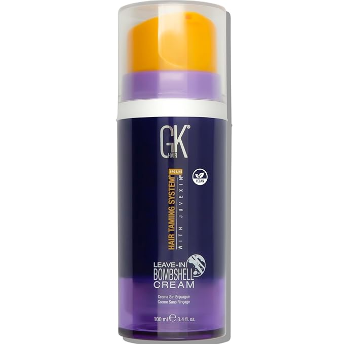 GK HAIR Bombshell Cream purple leave in conditioner (3.4 Fl Oz/100ml) Hair Toner for Brassy Hair Smoothing Moisturizing Hydrating Frizz Control for Blonde Damaged Hair Removes Yellow Tones Flyaways