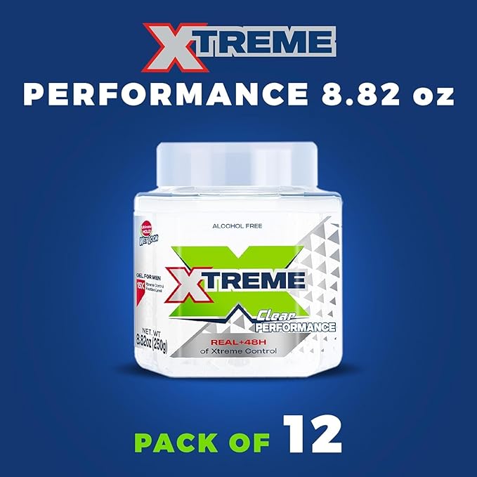 Xtreme Clear Performance Wet Look Styling Gel for Men, Alcohol-Free, 8.81 oz, 3 Pack