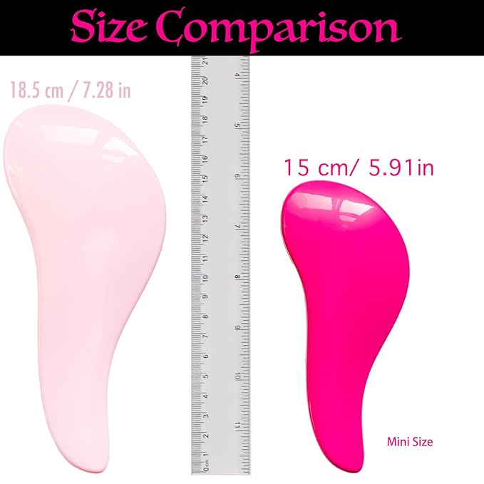 The Mini Detangling Brush, WYNK Dry and Wet Hair Brush Detangler for Traveling and Small Hands，Detangling Comb Hair Styling Tools (2 Pack Pink&Purple）
