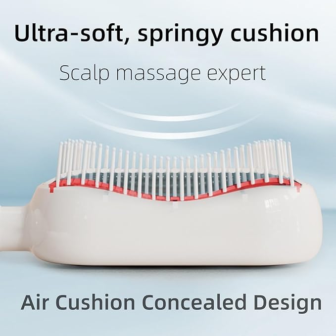 Retractable Cushion Massage Comb Brush, Self Cleaning Hair Brush For Women, One-pull Clean Anti Static Brushs (Blue+Pink+White)