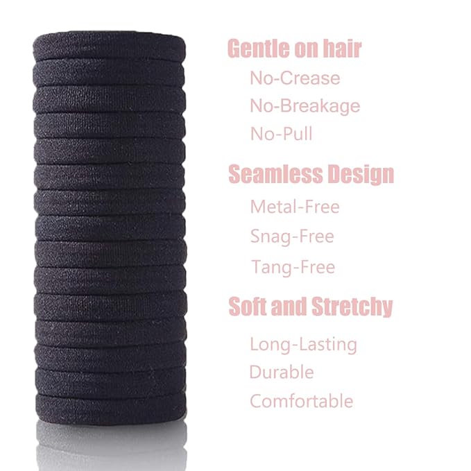 100 PCS Hair Ties No Damage For Women Girls Men Kids Toddler - Soft Seamless Hair Ties For Thin & Fine Curly Hair - Brown Rubber Bands For Hair No Pull Ponytail Holder