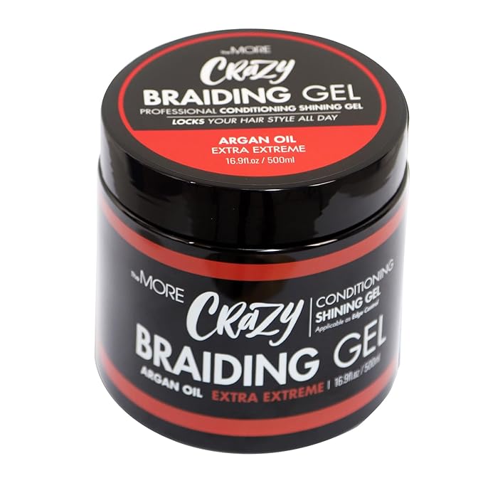The MORE Crazy Conditioning Shining Gel for Extreme Hold | All Hair Types, Clear Styling Product for Braiding, Twisting, Smooth Edges, Nourishes Scalp and Hair Growth