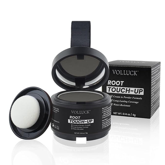 VOLLUCK Hairline Powder Instantly, Root Touch up Powder Hair Color Upgraded, Grey Root Cover up Conceals Hair Loss, Hairline Shadow for Women & Men for Thinning Hair Natural, Sweatproof (Dark Brown)