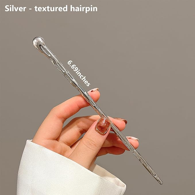 4 Pcs Hair sticks for buns,French hair pins for women,Buns and Updos with No Hair Damage, Metal Texture Pin Great Hold,Suitable for fine & thick hairUS306