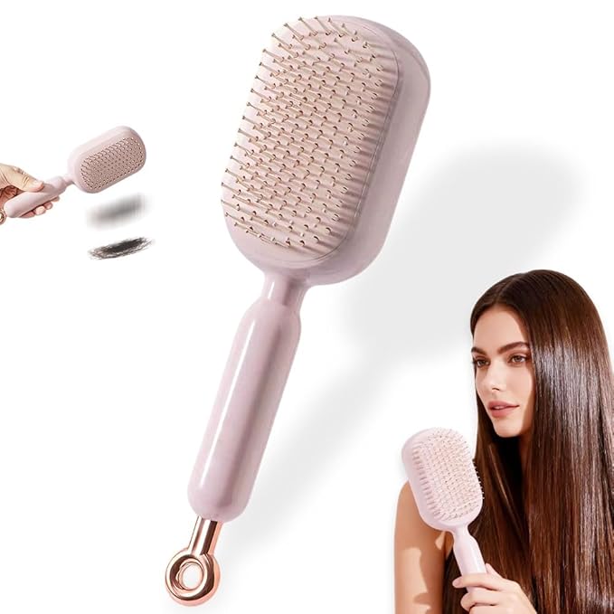 Retractable Cushion Massage Comb Brush, 2026 New Self Cleaning Hair Brush, Anti Static Massage Comb Air Cushion Comb for Women (Pink, 1pcs)