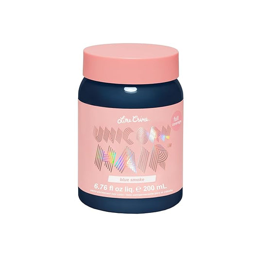 Lime Crime Full Coverage Unicorn Hair Dye, Blue Smoke - Damage-Free Semi-Permanent Hair Color Conditions & Moisturizes - Temporary Hair Tint Kit Has A Sugary Citrus Vanilla Scent - Vegan