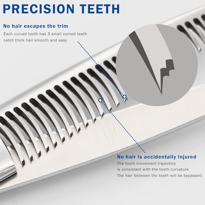 Thinning Shears for Hair Cutting, 6.5 Inch Professional 30+90 Bionic Teeth Texturizing Scissors with Japanese 440C Steel & Ergonomic Handle for Barber Salon Home Use