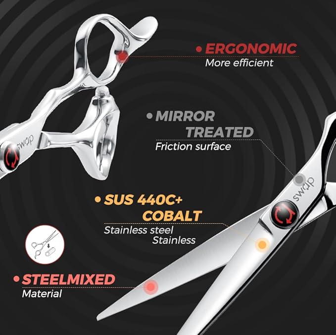 SWAP Professional Hair Cutting Scissors - SUS 440C Barber Shears, Profesional Shears for Hair Cutting (S2, 6 '' Hair Cutting Scissors)