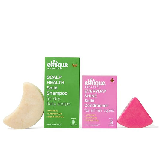 Ethique Beauty Scalp Health Shampoo & Conditioner Bar Set for Dry, Flakey, & Itchy Scalps