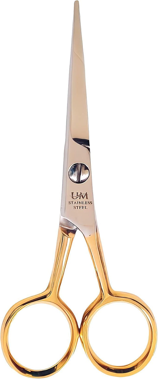 UM Supplies Hair Scissors | Premium Shears For Hair Cutting | Professional Barber Scissors with smooth Razor I Haircut Scissors For SalonIWomen Mens|kidsIPets (Silver) (SILVER-GOLD 4.5)