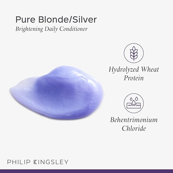 PHILIP KINGSLEY Pure Blonde/Silver Brightening Daily Purple Conditioner for Blonde Gray Brassy Colored Highlighted Bleached Hair Toner for Orange Brassiness and Yellow Tones, 6.76 oz