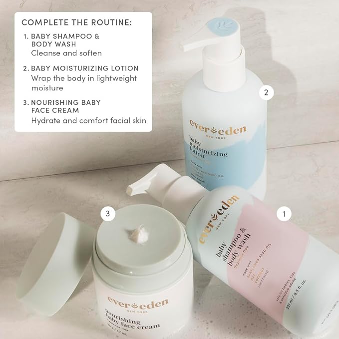 Evereden Baby Bathtime DUO: Baby Lotion for Newborn and 2-in-1 Newborn Shampoo and Body Wash Set - Soothing, Cleansing, & Hydrating Shampoo and Lotion