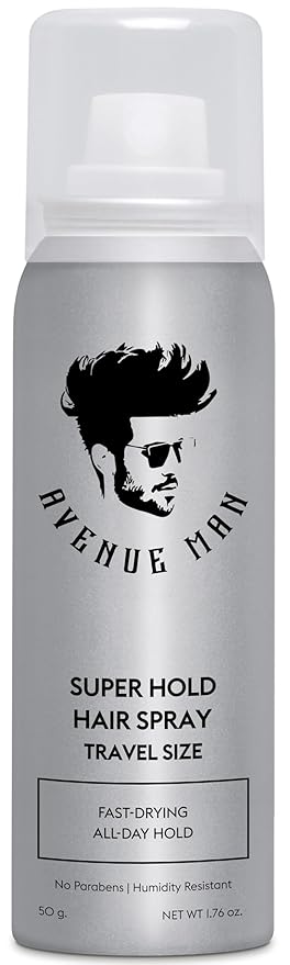 Avenue Man Super Hold Hairspray for Men - Travel Size Men Hair Spray for Long-Lasting Control - Shapes, Lifts & Holds Hair - Mens Hair Spray Extra Hold for Effortless All-Day Control - 1.76 oz