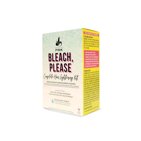 ARCTIC FOX Bleach Please Hair Lightening Kit Cream Bleach, 35 Volume Developer And Latex Free Gloves Infused With Acai, Cocoa, Sunflower Oil & Papaya! Vegan And Cruelty Free