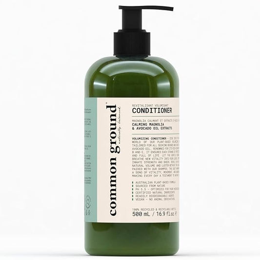 Common Ground Volumizing Natural Conditioner, Paraben and Cruelty Free, Vegan, Plant-Based, Botanical Magnolia Scent, Avocado Oil, pH5.5, Healthy Scalp, Shine, Color Safe for Men, Women