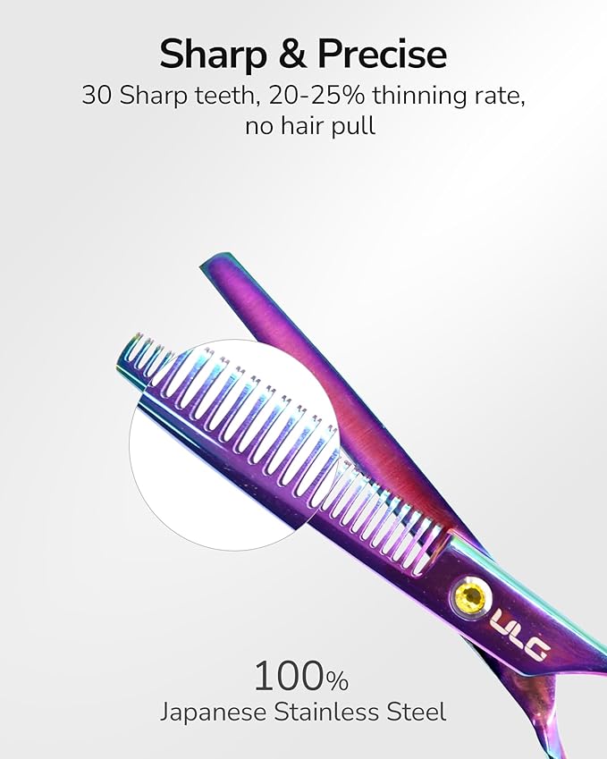 ULG Hair Thinning Scissors Professional Barber’s Texturizing Teeth Shears for Hairdressing, Salon and Home Use Thinning Shears for Hair Cutting, Made of Japanese Stainless Steel, 6.5 inch