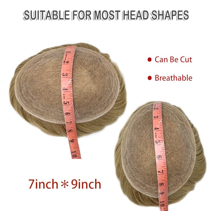 Toupee For Men Real Human Hair System Full Swiss Lace Mens Toupee Lace Hair Piece For Men Hair System Bleached Knots 8x10-80% light density20# LIGHT ASH BLONDE