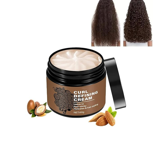 Black Castor Oil Curl Defining Cream，Long-Lasting Hold Curl Cream for Enhanced Waves and Curls，Lightweight and Anti-Frizz Moisturizing Hair Mask，Suitable for All Curly Hair Types，2.14 Oz