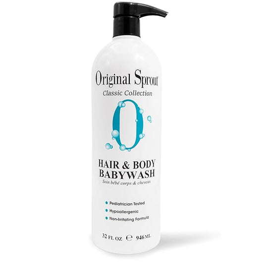 Original Sprout Baby Shampoo and Body Wash, Hypoallergenic Formula with Organic Calendula & Rosemary for Sensitive Hair & Skin, 32 oz. Bottle