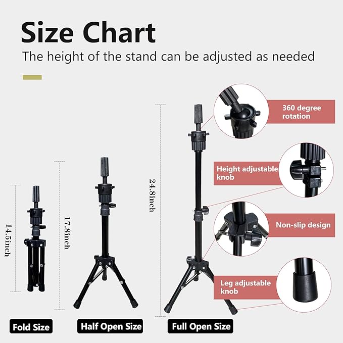Mannequin Head with Human Hair, 18 inch Mannequin Head with Tripod Stand, Real Hair Cosmetology Makeup Hairdressing Training Head with Wig Stand Tripod, Doll Head for Hair Styling Training with Table
