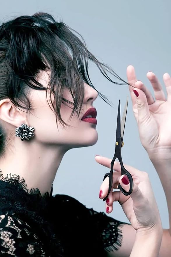 BEAUTICONE Hair Cutting & Thinning Scissors Set | 6.5 Inch Professional Stainless Steel Barber Shears | Hairdressing Scissors | Smooth & Sharp Edge Blades - for Men/Women (Black set of 2)