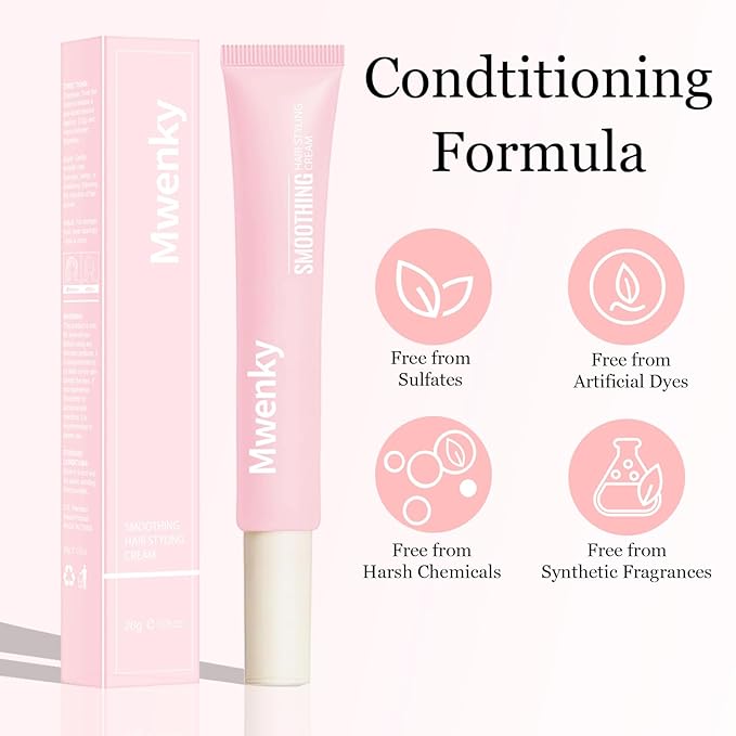 Styling Cream for Hair, 3-in-1 Hair Styling Cream & Flyaway Stick Controls Frizz, Smooths Edges & Tames Flyaways, Lightweight Non-Greasy, Long-Lasting Hold, Non-Flaking Travel Size for All Hair Types