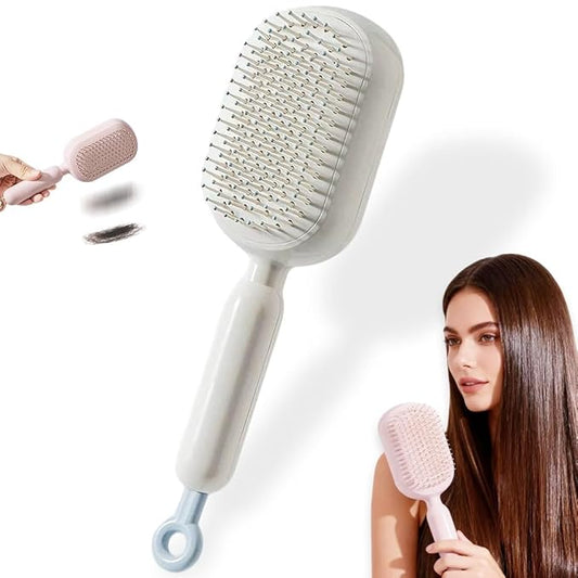 Retractable Cushion Massage Comb Brush, 2026 New Self Cleaning Hair Brush, Anti Static Massage Comb Air Cushion Comb for Women (White, 1pcs)