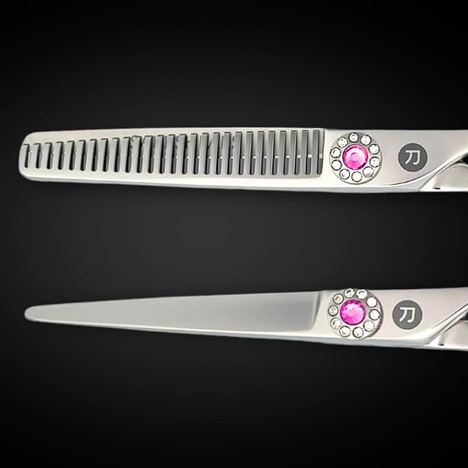 Saki Sakura Hairdressing Shears Set 5.5 Inch - Pink Hair Cutting Shears, Hair Thinning Shears, Hair Razor - Includes Leather Case