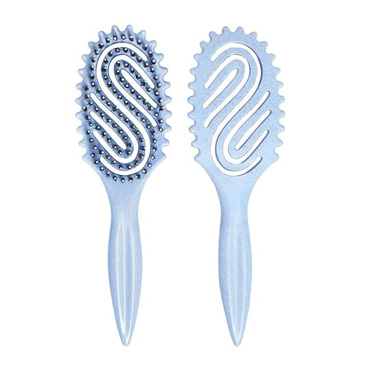 Curly Hair Brush, Curl Defining Brush with Soft Boar Bristles for Combing, Shaping, and Styling Curly Hair Suitable for All Women and Men with Wet & Dry Hair(Blue)