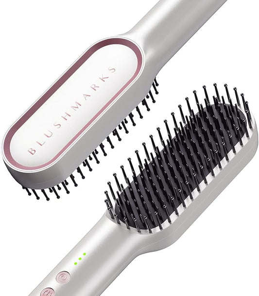 Hair Straightening Brush, Upgraded Negative Ionic Straightener Comb and Blow Dryer 2 in 1 for Women and Girl, 3 Optional Mode, Hot Air & Cold Air and Straighten & Curl Hair, Idea Gift