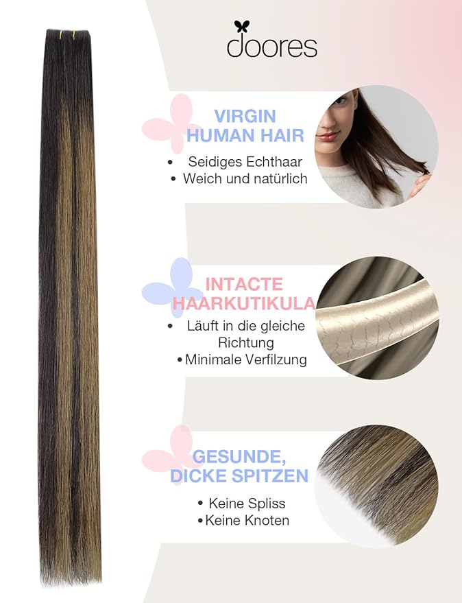 DOORES Seamless Hair Extensions Real Human Hair Tape in Invisi Edge, Dark Brown to Chestnut Brown 10pcs Injection Tape-ins 25g 18 Inch, Injected Natural Human Tape in Extensions