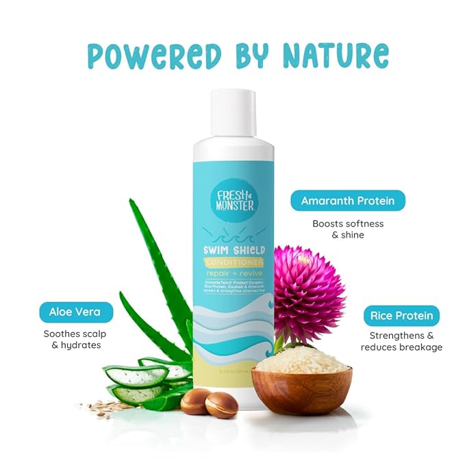 Fresh Monster Swim Conditioner for Kids – Post-Swim Hydrating Conditioner Repairs Chlorine & Salt Water Damage – Sulfate-Free, Tear-Free, Moisturizing Hair Care for Swimmers, 8.5 oz