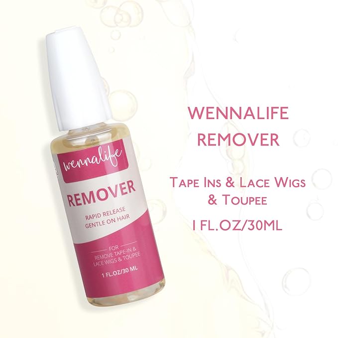 WENNALIFE Tape in Extension Remover, 1 FL.OZ. (30 ML) Fast-Acting Wig Glue Remover, Adhesive Remover Lace Glue Gentle Effective Citrus-Fresh Remove Toupee Tape in Hair Extensions