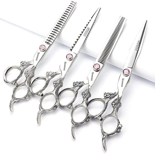SHARONDS Hair Cutting Scissors Hairdressing Scissors Thinning Scissor Professional Barber Salon Home Shear For Men Women (7-inch 4pc)