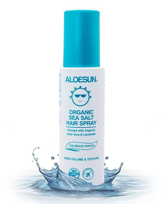 ALOESUN Organic Sea Salt Hair Spray - Texture & Volume Hairspray for Men & Women with Aloe Vera & Lavender - Styling Texturizing Volumizing Products for Wavy Curly & Fine Hair - Travel Size Bottle
