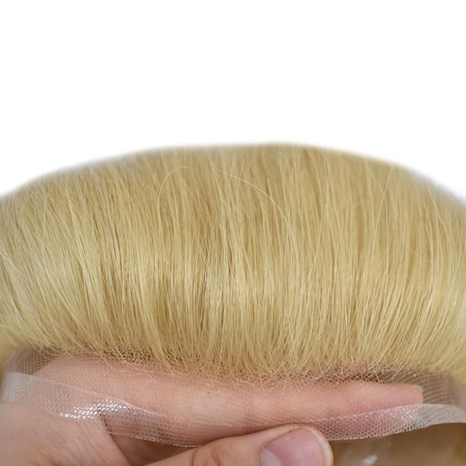 Toupee For Men Real Human Hair System For Men Full Swiss Lace Mens Toupee Lace Hair Piece For Men Hair System Bleached Knots 8x10-90% light density22R#