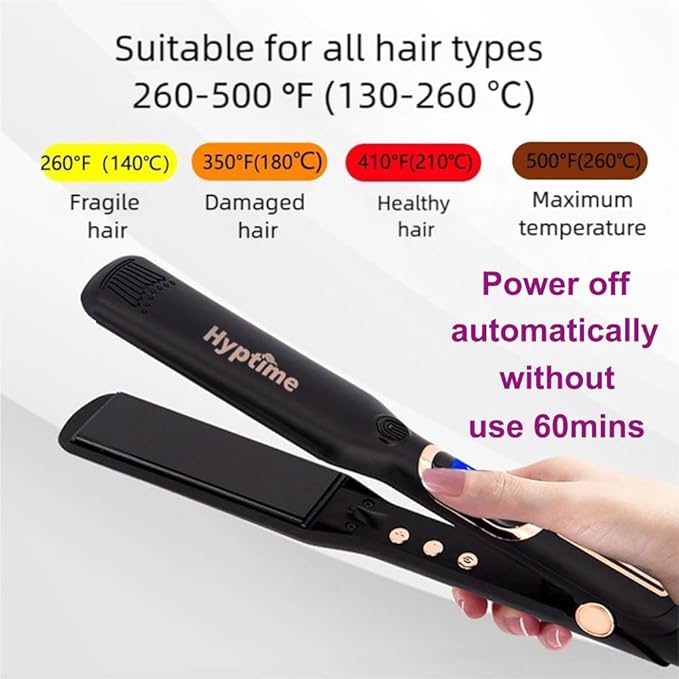 Wide Flat Iron Titanium Straightener Digital Display to Accurately Control Temperature, 2 Inch for Thick & Curly Hairs Professional, Dual Voltage 500°F Fast Heating for Black Hair Friendly