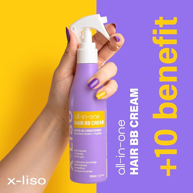 All-in-One Hair Conditioner BB Cream Leave-In Conditioner Spray – Hair Detangler with Keratin & Peptides – Anti Frizz & Heat Protectant for Hair – 11 Benefits in 1 for All Hair Types