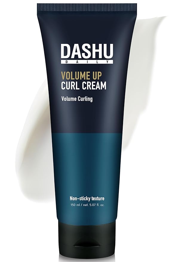 DASHU Daily Volume Up Curl Cream | Hair Curling Cream for Men w/Vegetable Oil & Protein Ingredients | Hydrating Curl Cream for Wavy Hair (5.46 fl oz)