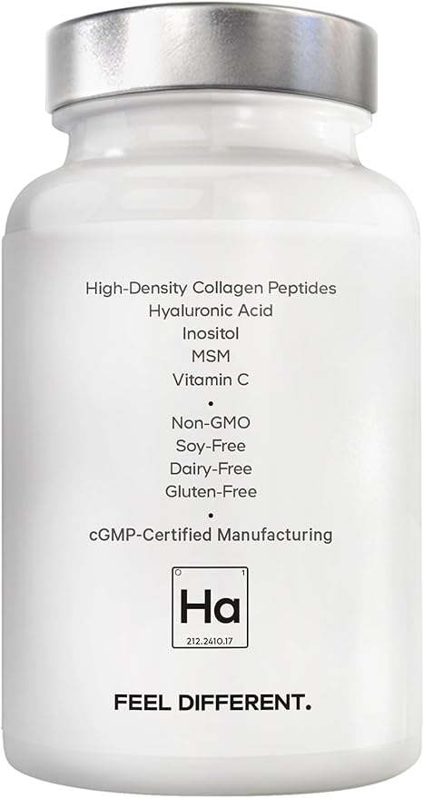 Amen Hair Vitamins - 10,000 mcg Biotin, Collagen Powder - Vitamin C, D3 & E, Pantothenic Acid, MSM, Zinc, Hyaluronic Acid, Inositol & Horsetail Extract - Non-GMO Hair Pill Supplements - 60 Capsules
