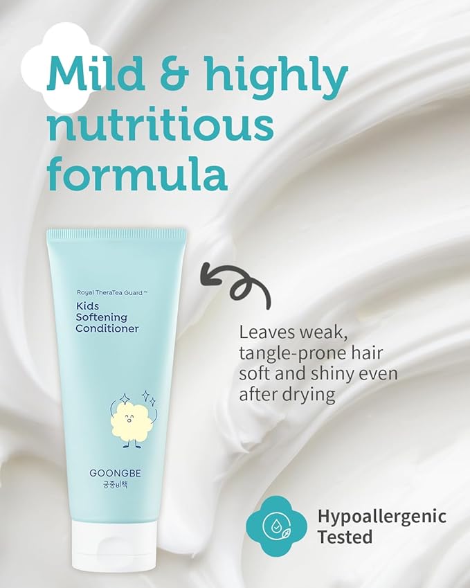 GOONGBE Kids' Korean Silicone-Free Low pH Fresh Shampoo & Conditioner for Sensitive Scalp - Deep Cleansing for Oily Scalps & Softening for Weak, Frizzy Hair - Allergen-Free Scent, 10.1 fl.oz & 6.76 oz