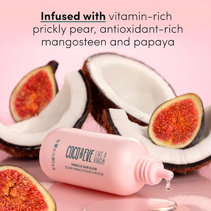 Coco & Eve Miracle Hair Elixir. Coconut Oil with Hyaluronic Acid Leave in Conditioner.Treatment for Dry Damaged Hair | Frizz control. Protects from Heat Styling