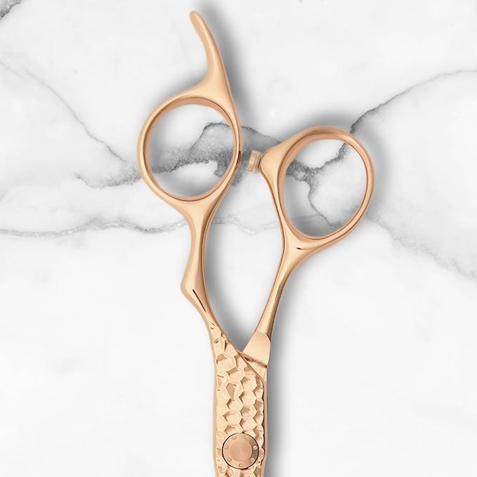 6 Inch Rose Gold Hair Cutting Scissors - Professional Shears for Hairdressers and Barbers - 440C Stainless Steel With Gold Titanium Coating - Wet or Dry Haircutting