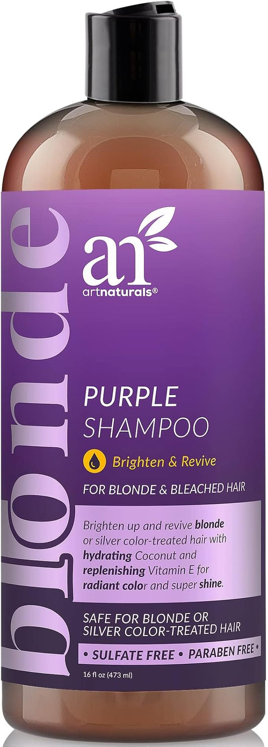 Artnaturals Purple Shampoo – (16 Fl Oz / 473ml) – Protects, Balances and Tones – Bleached, Color Treated, Silver, Brassy and Blonde Hair - Sulfate Free
