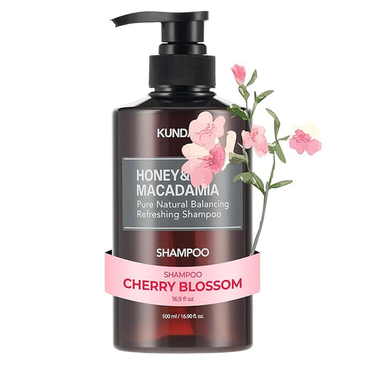KUNDAL Honey & Macadamia Natural Shampoo Korean Hair Care Shampoo Damage Repair Strengthen, Nourish, with Argan Oil, Free Paraben & Sulfate 16.9 fl oz (Cherry Blossom), Stocking Stuffers