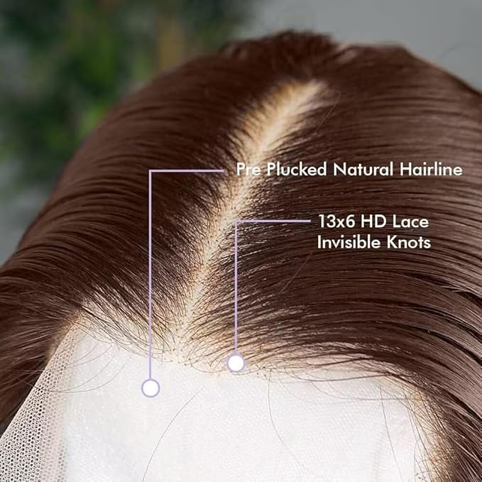 28 Inch Chocolate Brown Lace Front Wigs Human Hair 13x6 Straight Wigs 220 Density Brown hair 4# Brown Human Hair Wigs for Black Women