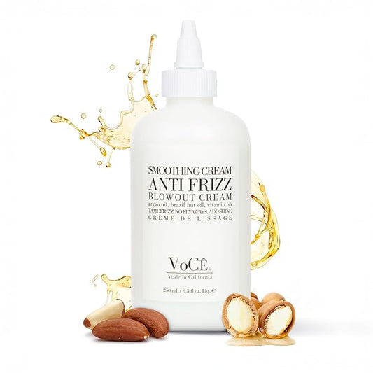 VoCÊ Haircare Natural Smoothing Blowout Cream | Anti-Frizz Blowout Cream with Frizz Control and Heat Protection | Vegan, Non-Toxic, Cruelty-Free Haircare for Smooth, Shiny Hair (8.5 oz | 250ml)